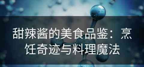 甜辣酱的美食品鉴：烹饪奇迹与料理魔法